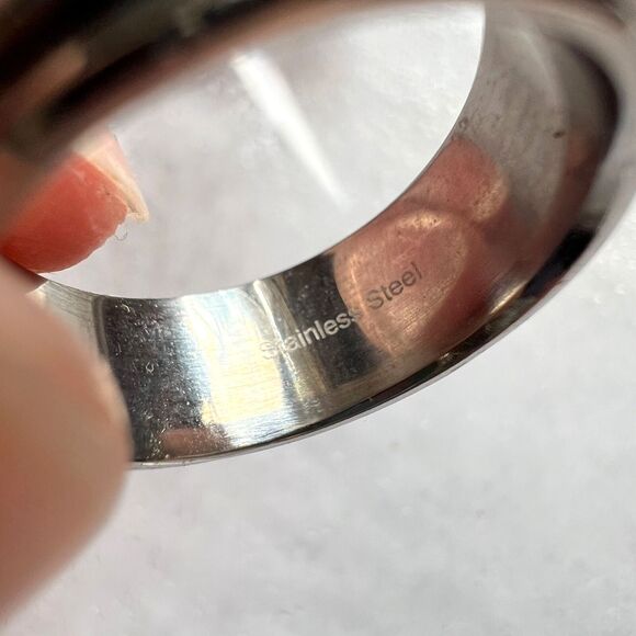 Unisex Stainless Steel Spinner Ring with Groove Detailing Silver Size 8 - Picture 4 of 12
